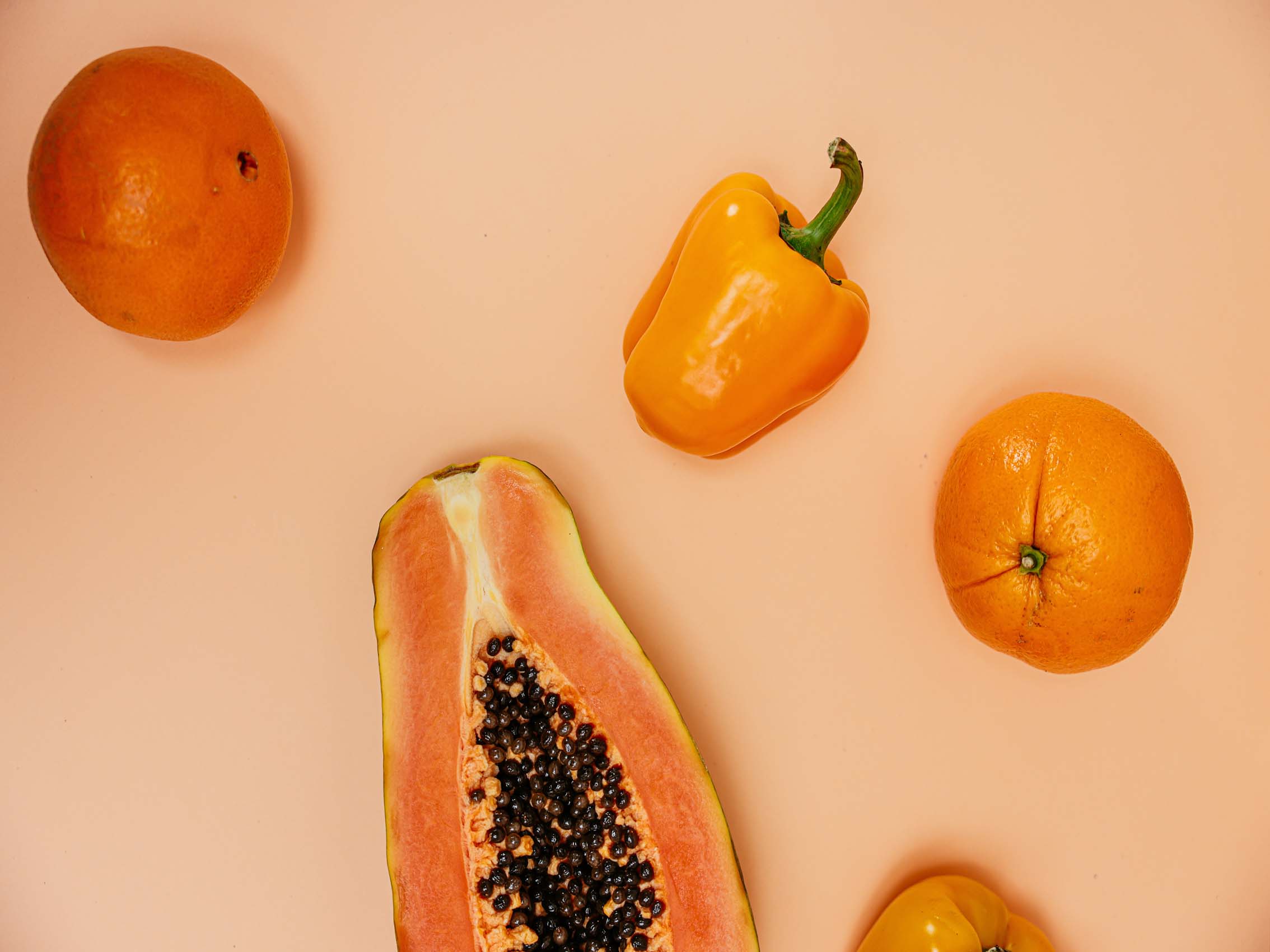 Vegetales y frutas color naranja